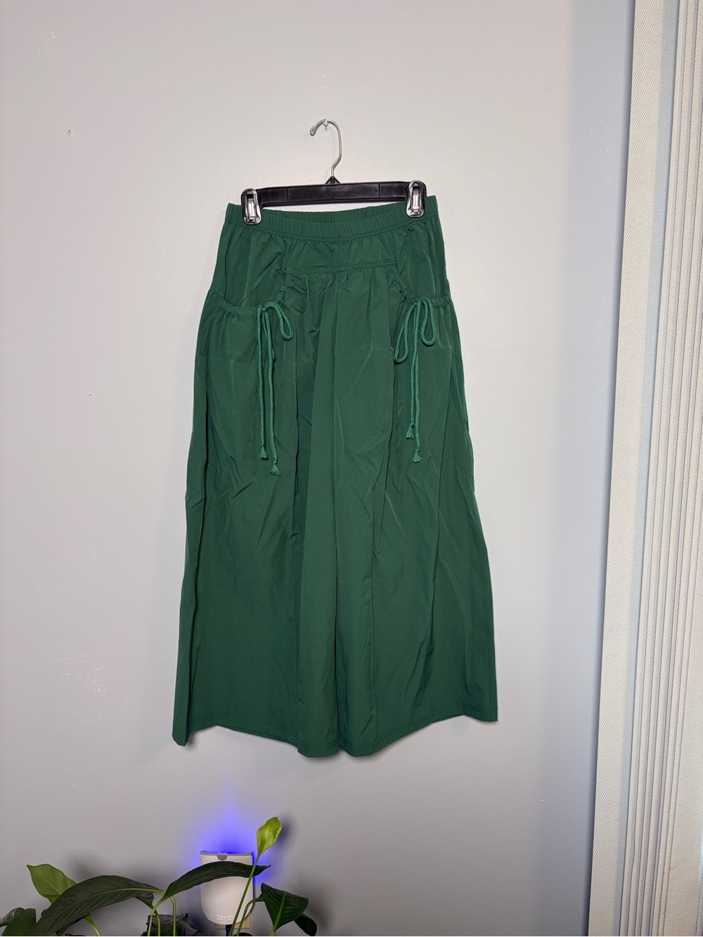SL Fashions Dark Green Wide Leg Pants with Drawstring Waist